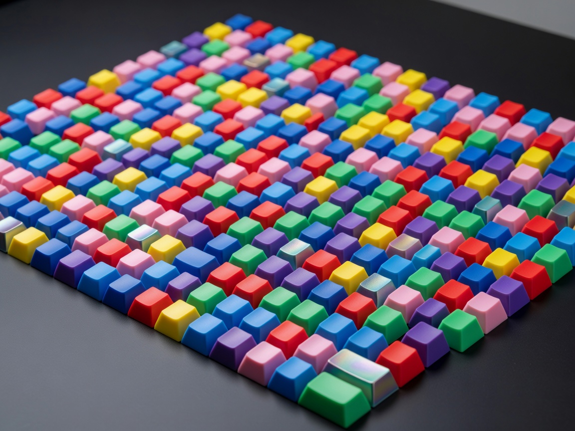 Colorful mechanical keyboard keycaps arranged neatly