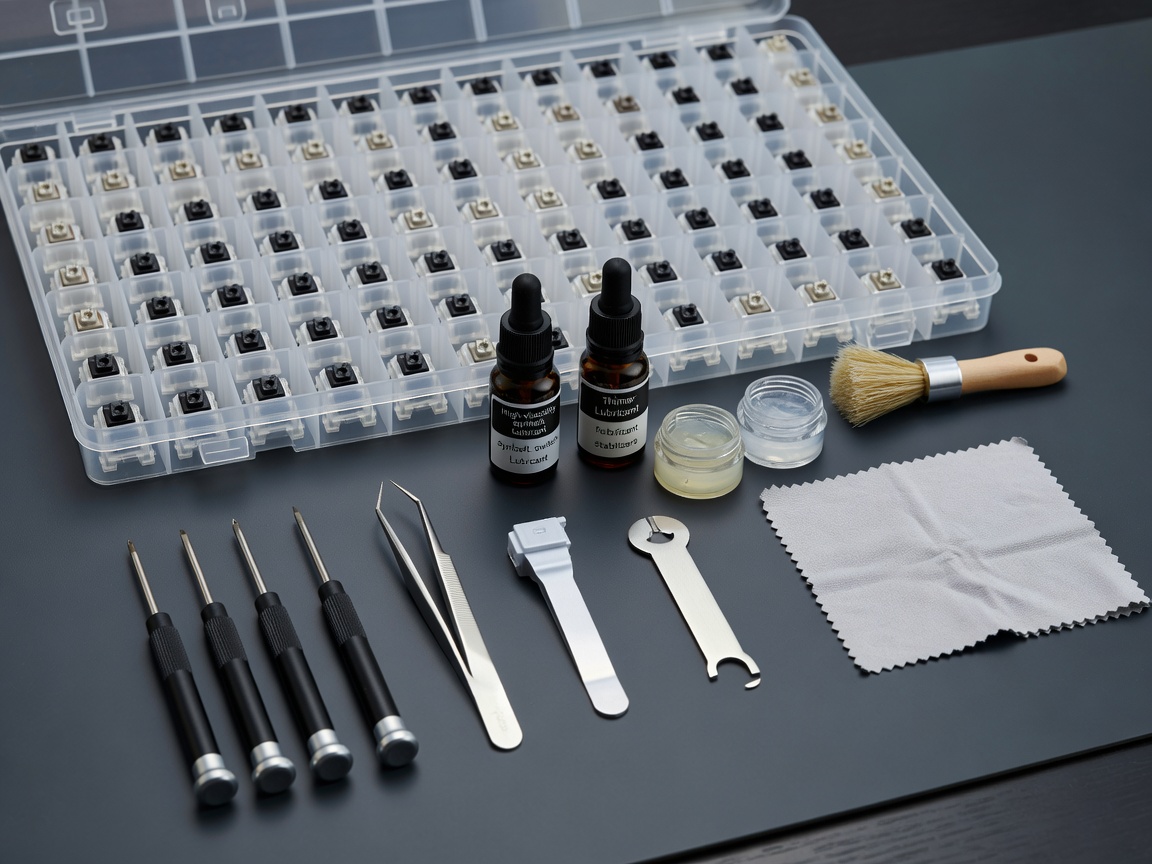 Tools and lubricants used for modifying a keyboard